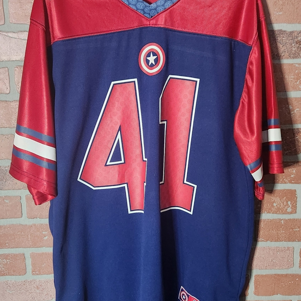 Captain Marvel Red and Blue Number 41 Jersey